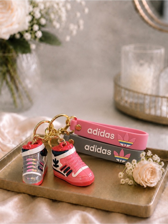 adidas Accessories - 2 Adidas Pink and Gray Shoe Keychain Set